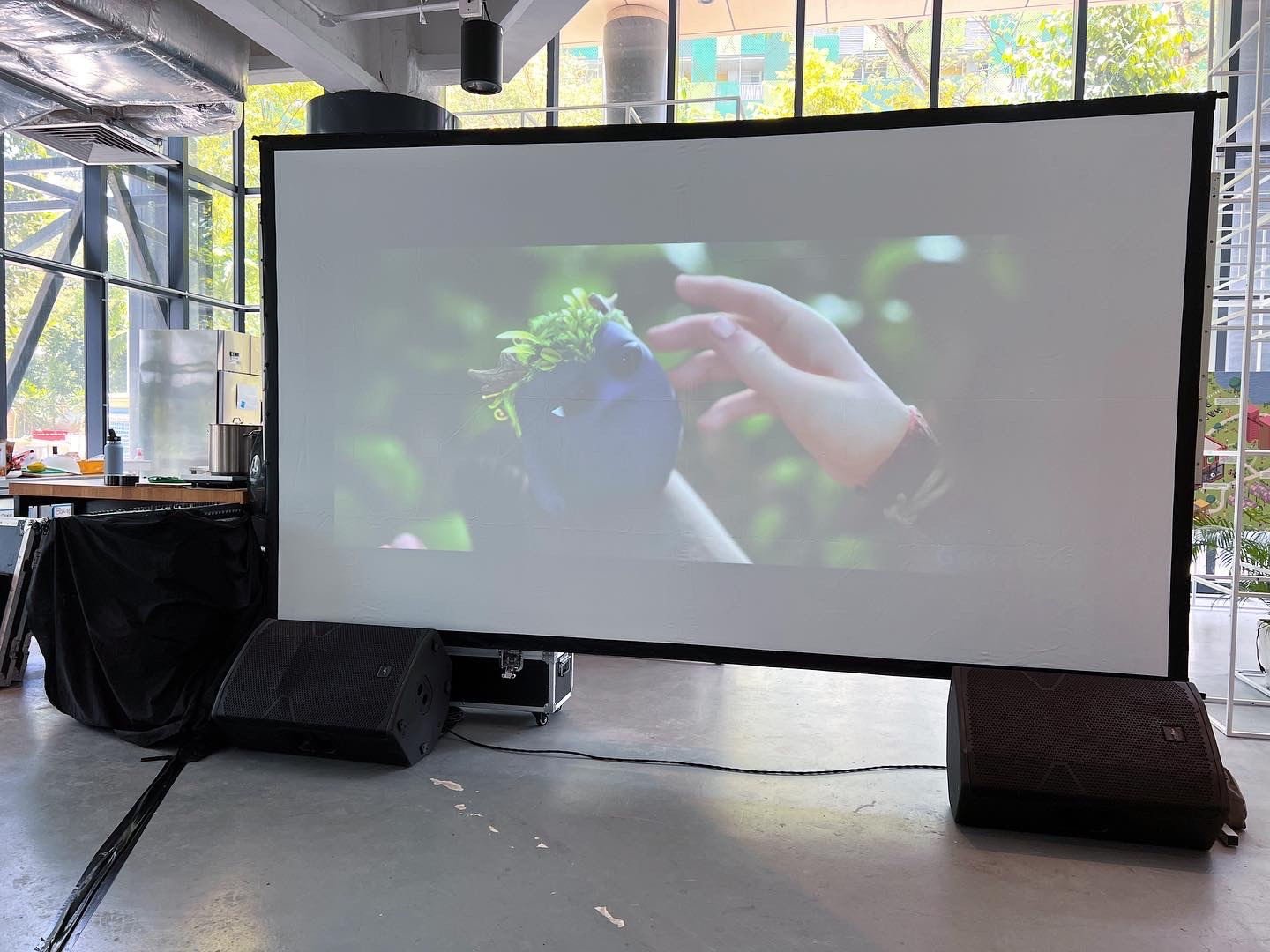 Movie Screening: 6 Easy Ways to Plan Better Seating 8 Indoor projection screen with speakers positioned along its front edge